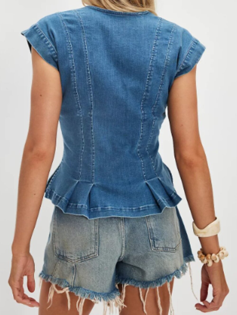 Free People Dylan Pleated Denim Vest Top - Large, new with tags! - Picture 9 of 11